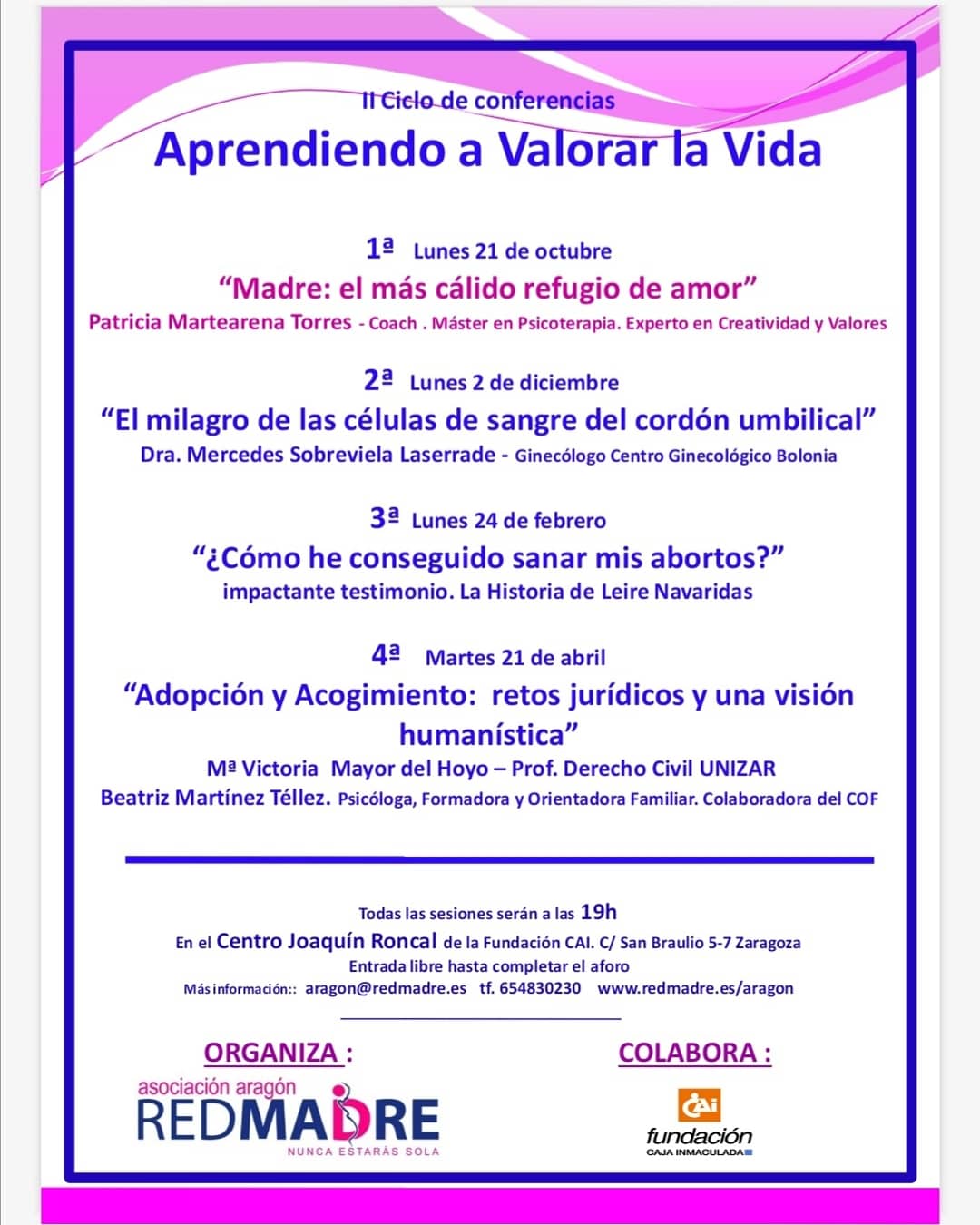 Conferencias RED MADRE «Aprendiendo a valorar la vida»
