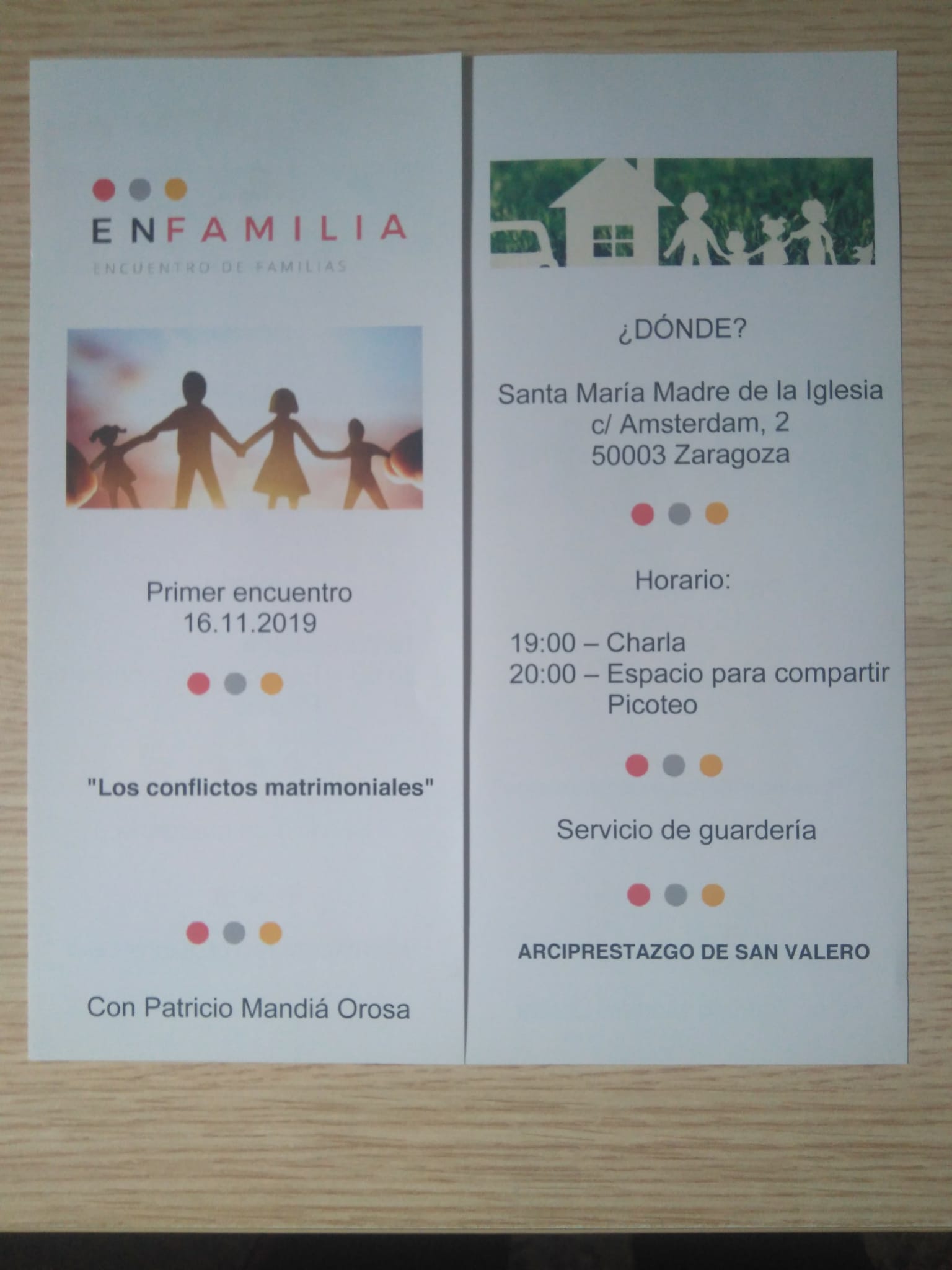 Sesión formativa en encuentro de familias; Arziprestazgo de San Valero