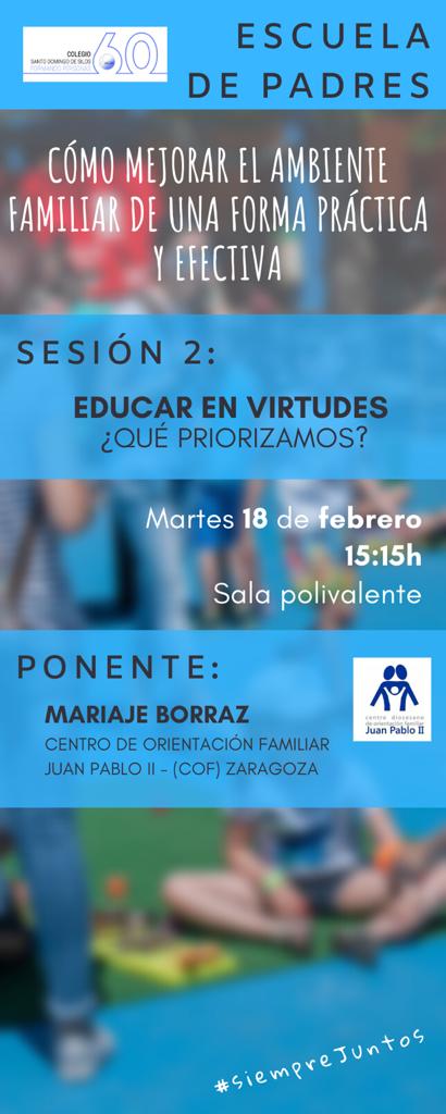 Taller de formación para padres en centro educativo¡Virtudes!
